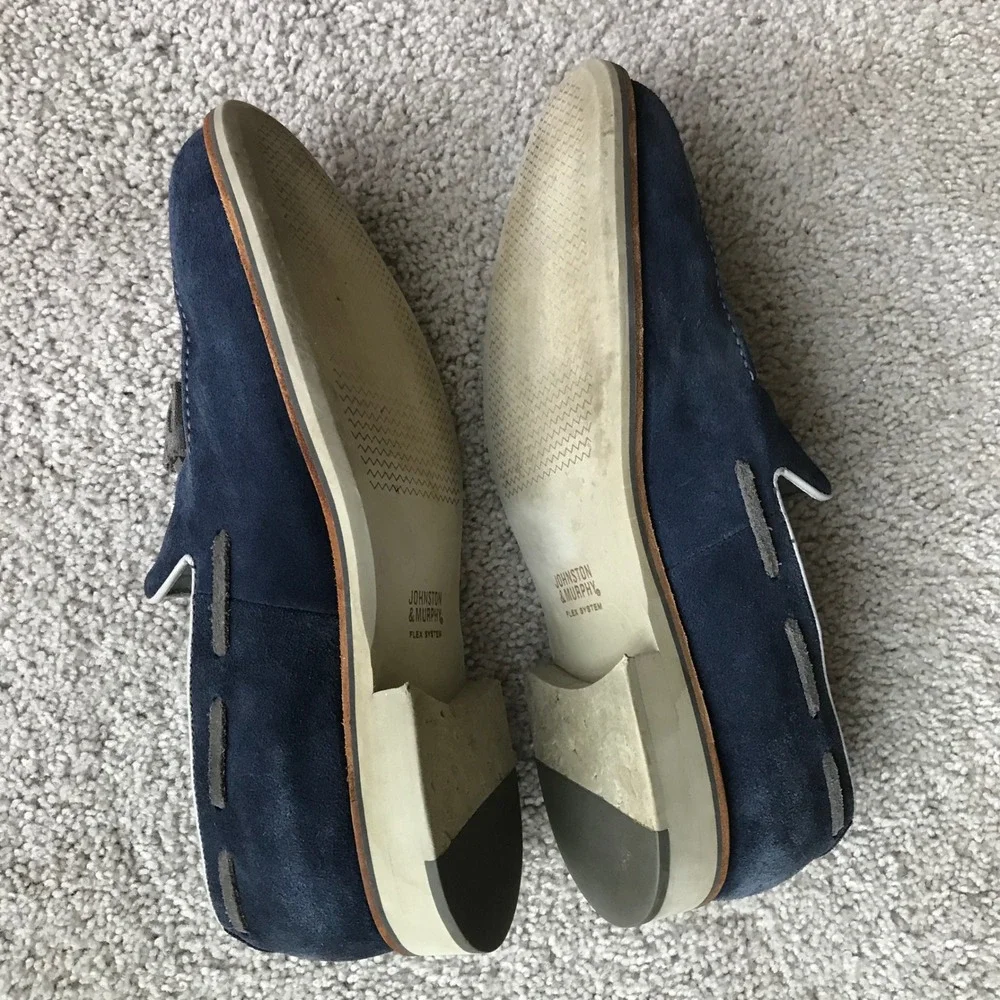 Johnston & Murphy Men's Blue Suede Ellington Tassel Tuxedo Loafers Size 12